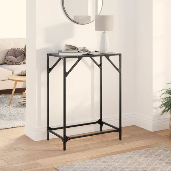 Schwarzer Konsolentisch mit Glasplatte 60x35x81 cm