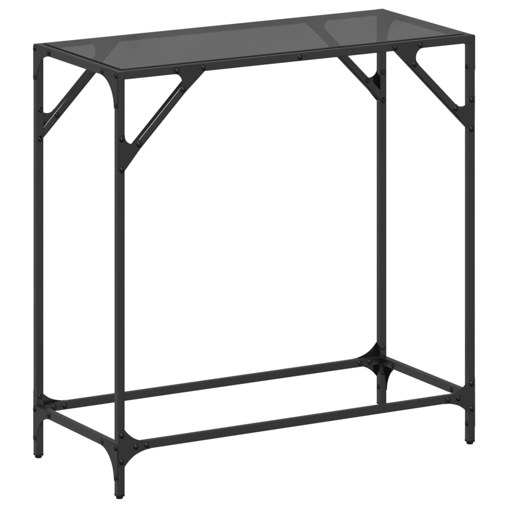 Schwarzer Konsolentisch mit Glasplatte, 80 cm