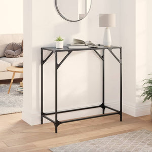 Schwarzer Konsolentisch mit Glasplatte, 80 cm
