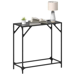 Schwarzer Konsolentisch mit Glasplatte, 80 cm