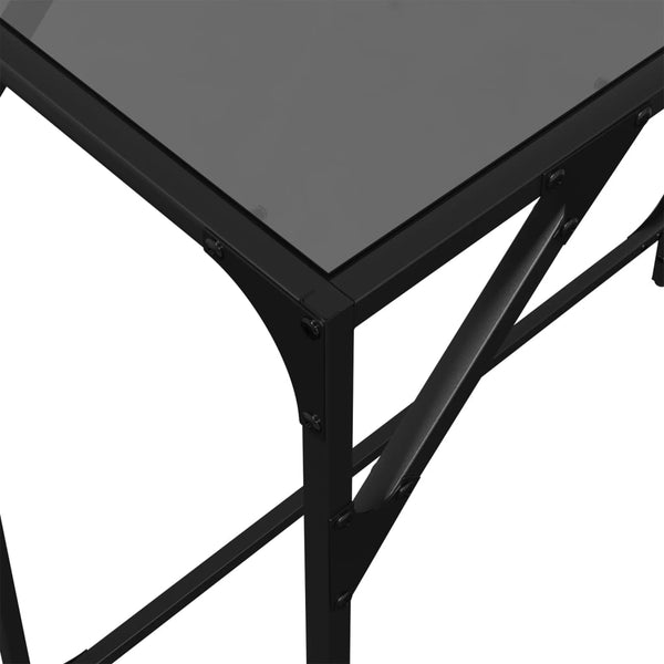 Schwarzer Konsolentisch mit Glasplatte, 80 cm