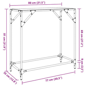 Schwarzer Konsolentisch mit Glasplatte, 80 cm