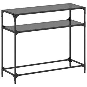Schwarzer Konsolentisch mit Glasplatte 98cm