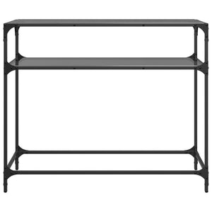 Schwarzer Konsolentisch mit Glasplatte 98cm