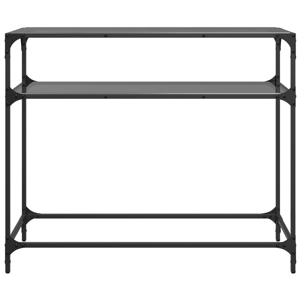 Schwarzer Konsolentisch mit Glasplatte 98cm