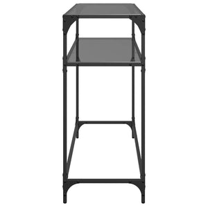 Schwarzer Konsolentisch mit Glasplatte 98cm