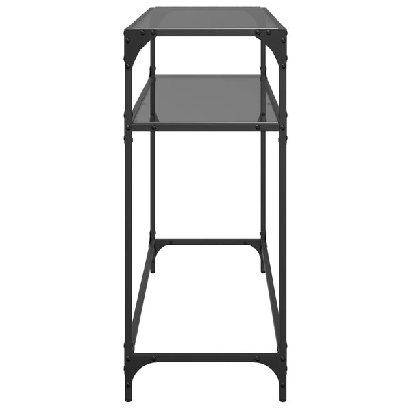 Schwarzer Konsolentisch mit Glasplatte 98cm