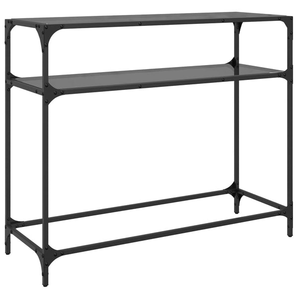 Schwarzer Konsolentisch mit Glasplatte 98cm