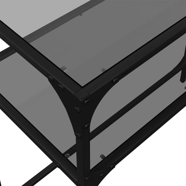 Schwarzer Konsolentisch mit Glasplatte 98cm