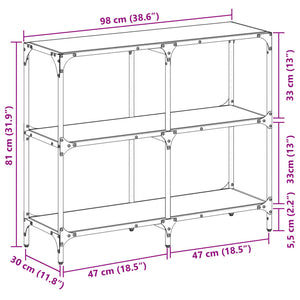 Konsolentisch Transparent Glas 98x30x81 cm