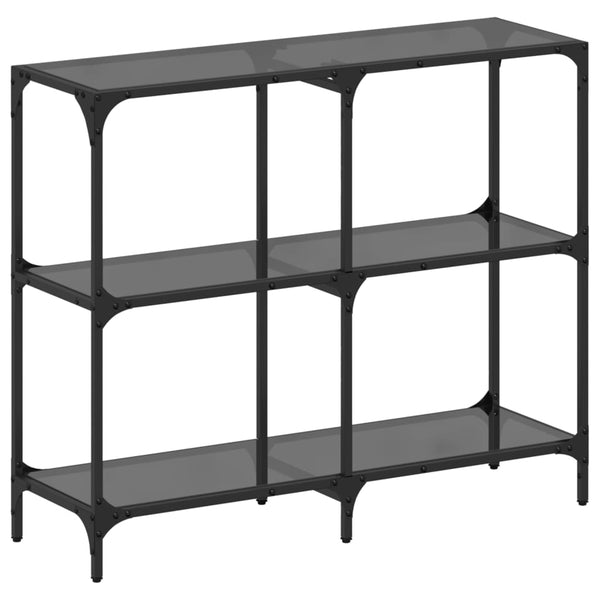 Schwarzer Konsolentisch mit Glasplatte 98 cm