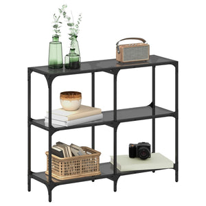 Schwarzer Konsolentisch mit Glasplatte 98 cm