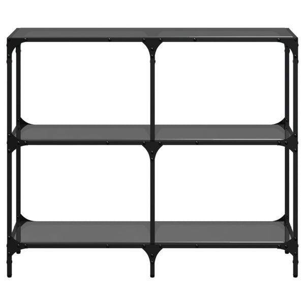 Schwarzer Konsolentisch mit Glasplatte 98 cm