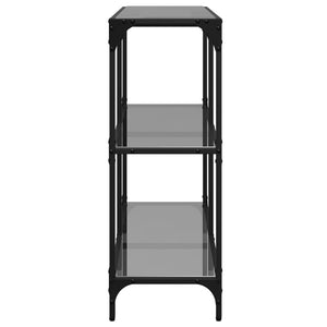 Schwarzer Konsolentisch mit Glasplatte 98 cm