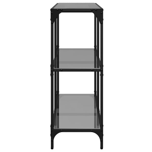 Schwarzer Konsolentisch mit Glasplatte 98 cm