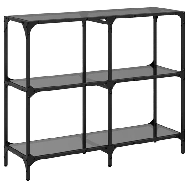 Schwarzer Konsolentisch mit Glasplatte 98 cm