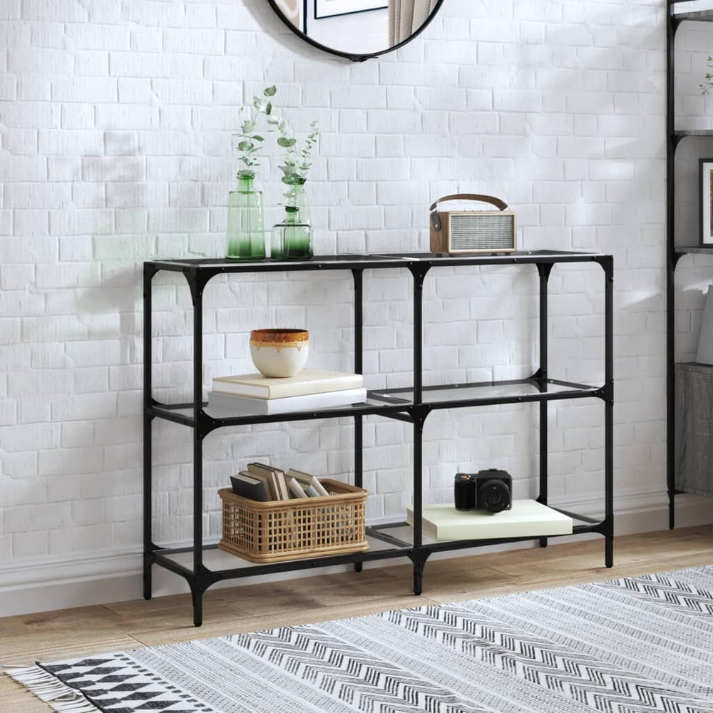 vidaXL Console Table with Glass Top Transparent 118.5x30x81 cm Steel