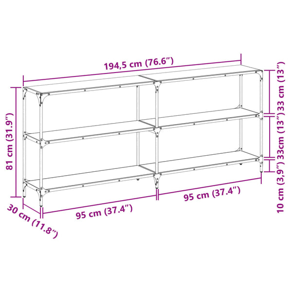 Konsolentisch Transparent Glasplatte Stahl 194,5cm