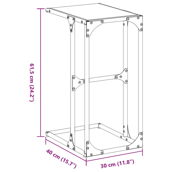 Beistelltisch Transparent Glas Stahl 40x30x61,5cm