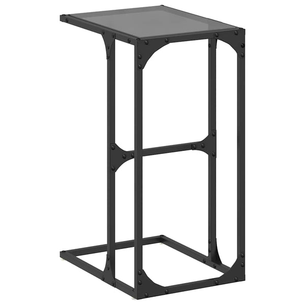 Schwarzer Beistelltisch mit Glasplatte, 40x30x61,5 cm