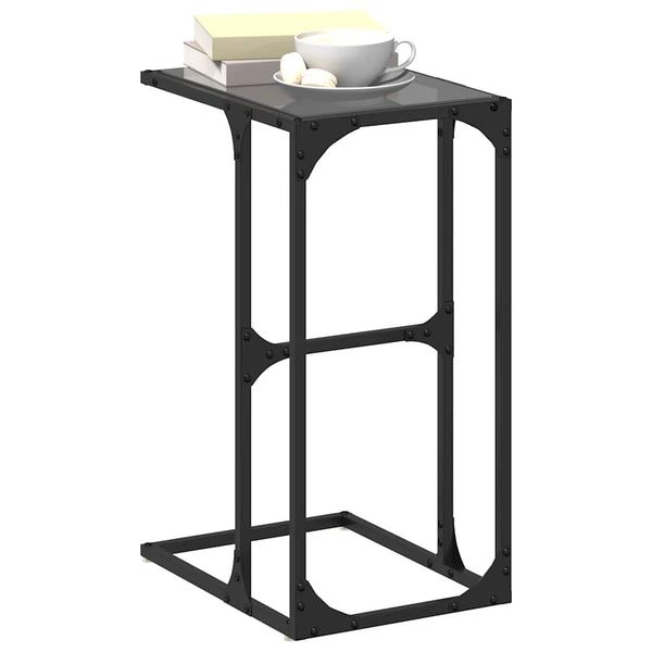 Schwarzer Beistelltisch mit Glasplatte, 40x30x61,5 cm