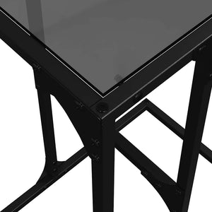 Schwarzer Beistelltisch mit Glasplatte, 40x30x61,5 cm