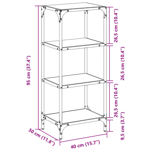 Glasregal Transparent 40x30x95 cm Stahl
