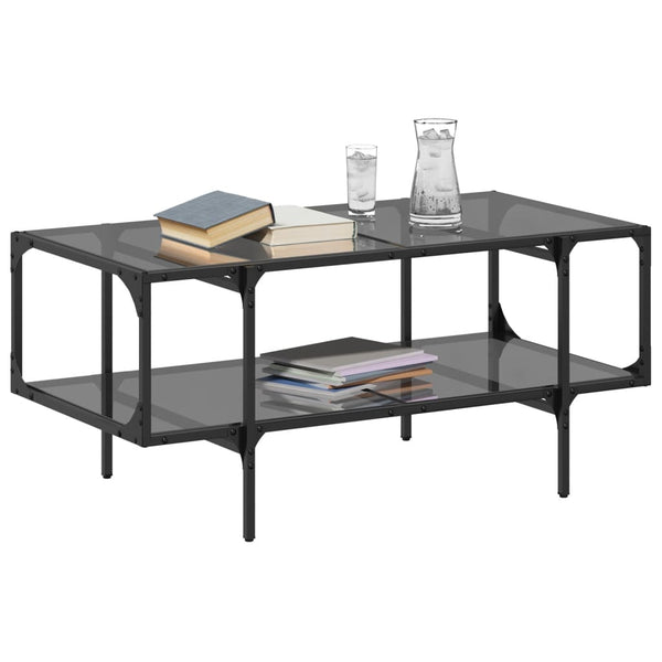Schwarzer Couchtisch mit Glasplatte
