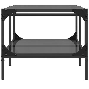 Schwarzer Couchtisch mit Glasplatte