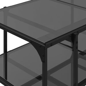 Schwarzer Couchtisch mit Glasplatte