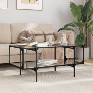 Schwarzer Couchtisch mit Glasplatte