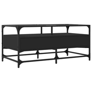 Schwarzer Couchtisch mit Glasplatte