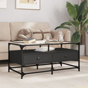 Schwarzer Couchtisch mit Glasplatte
