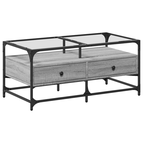 Couchtisch Grau Sonoma mit Glasplatte