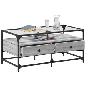 Couchtisch Grau Sonoma mit Glasplatte