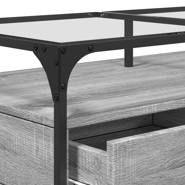 Couchtisch Grau Sonoma mit Glasplatte
