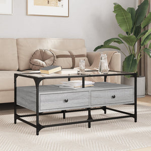 Couchtisch Grau Sonoma mit Glasplatte