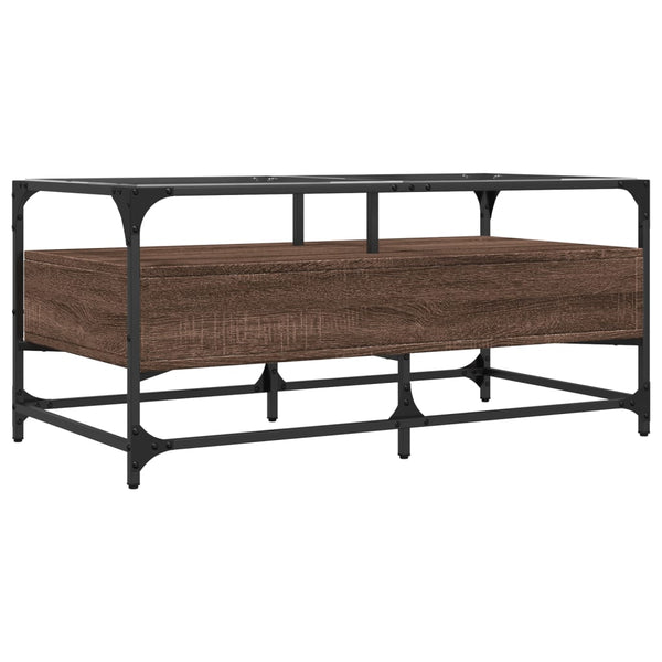 Couchtisch Braun Eichen-Optik mit Glasplatte