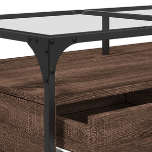 Couchtisch Braun Eichen-Optik mit Glasplatte