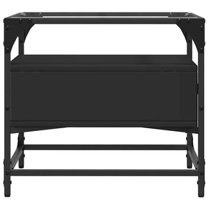 Schwarzer Couchtisch mit Glasplatte 50x50 cm