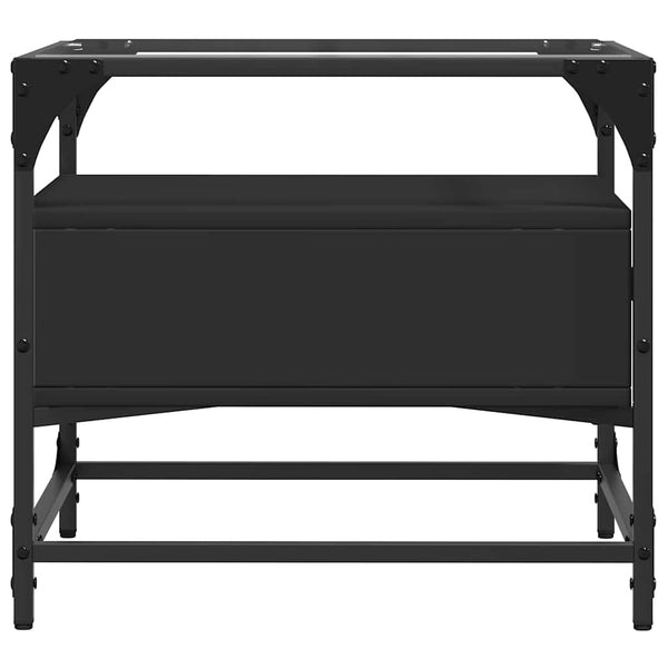 Schwarzer Couchtisch mit Glasplatte 50x50 cm
