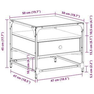 Schwarzer Couchtisch mit Glasplatte 50x50 cm