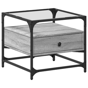 Couchtisch Grau Sonoma mit Glasplatte 50x50 cm