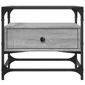 Couchtisch Grau Sonoma mit Glasplatte 50x50 cm