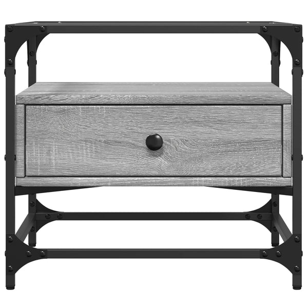 Couchtisch Grau Sonoma mit Glasplatte 50x50 cm
