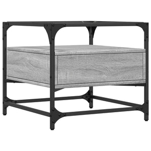 Couchtisch Grau Sonoma mit Glasplatte 50x50 cm