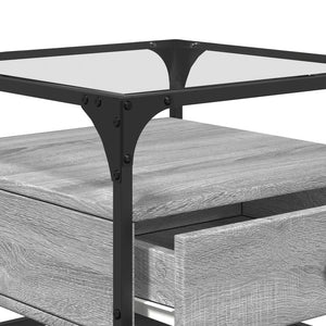 Couchtisch Grau Sonoma mit Glasplatte 50x50 cm