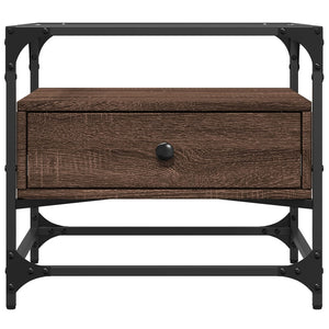 Couchtisch Braun Eiche Optik Glasplatte 50x50 cm