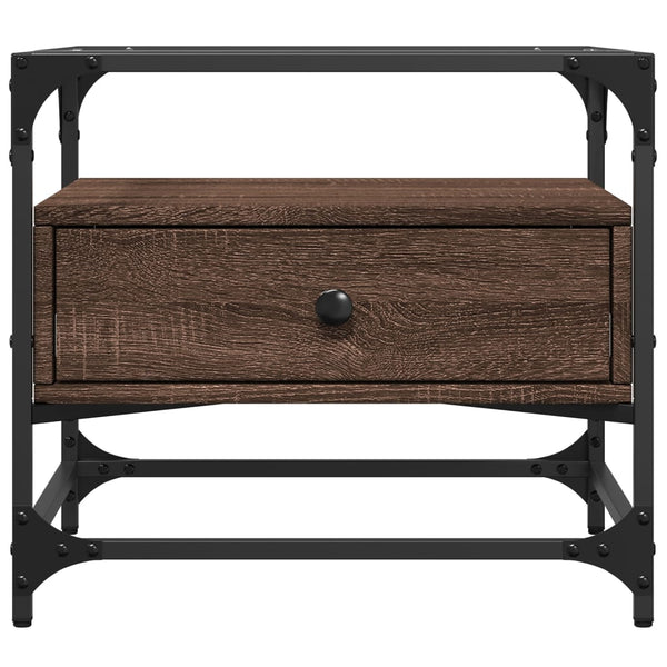 Couchtisch Braun Eiche Optik Glasplatte 50x50 cm