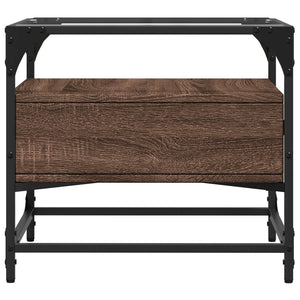 Couchtisch Braun Eiche Optik Glasplatte 50x50 cm
